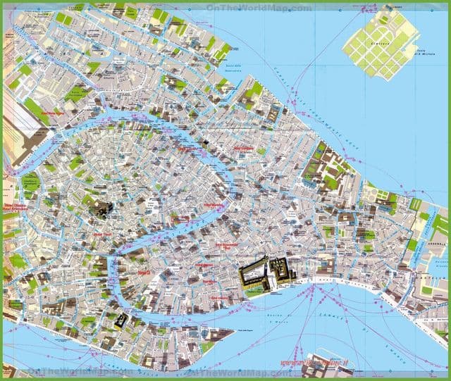 Karte des Stadtzentrums von Venedig