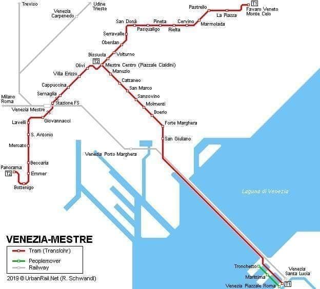 Karte der Bahnhöfe von Venedig