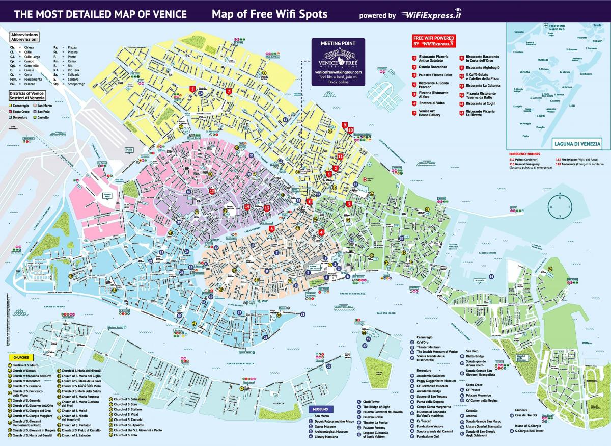 Karte der Sehenswürdigkeiten Venedigs