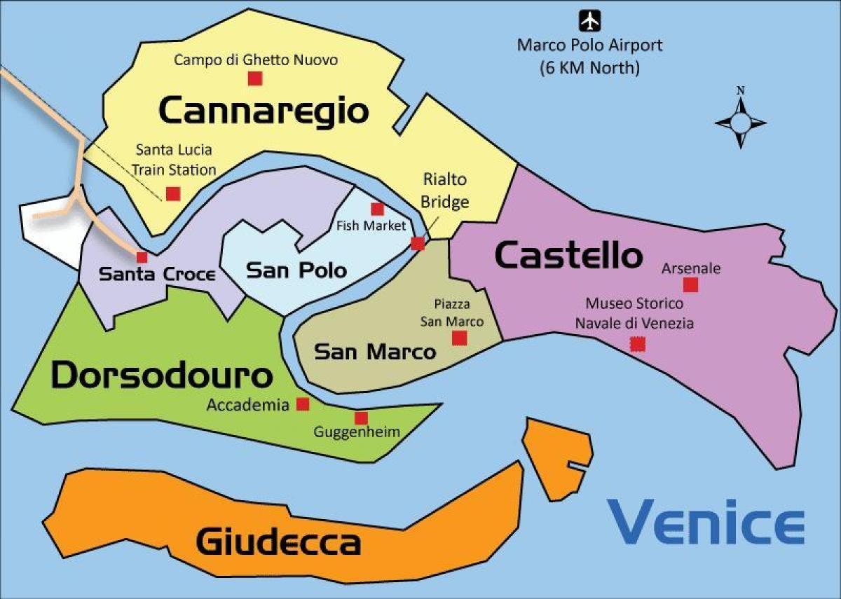 Karte der Stadtviertel von Venedig