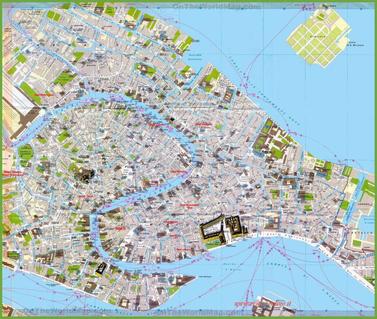 Karte des Stadtzentrums von Venedig